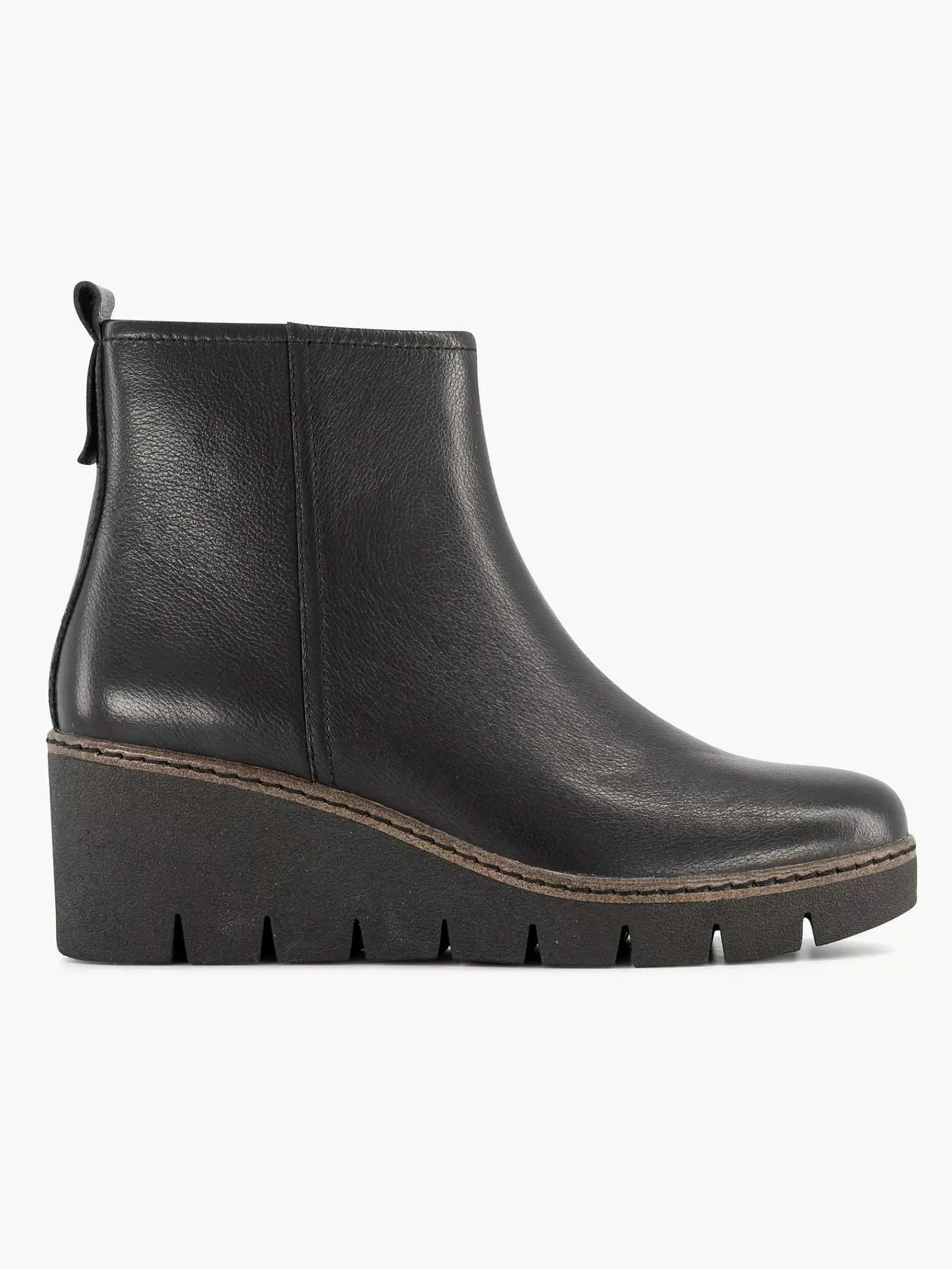 Enkellaarzen & Boots|5th Avenue Zwarte Leren Enkellaars Sleehak