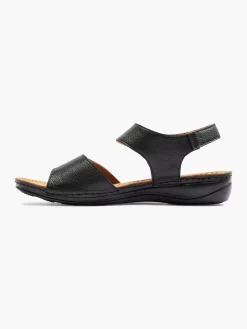 Comfort Schoenen|Easy Street Zwarte Leren Sandaal