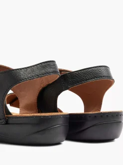 Comfort Schoenen|Easy Street Zwarte Leren Sandaal