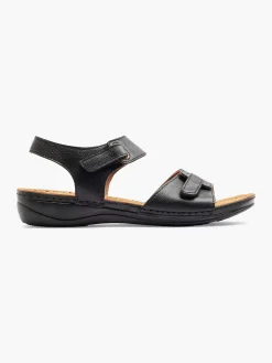 Comfort Schoenen|Easy Street Zwarte Leren Sandaal