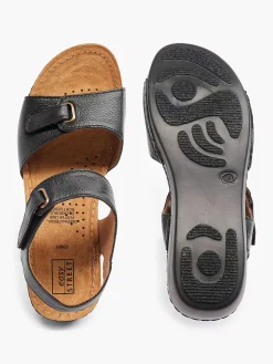Comfort Schoenen|Easy Street Zwarte Leren Sandaal