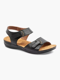 Comfort Schoenen|Easy Street Zwarte Leren Sandaal