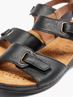 Comfort Schoenen|Easy Street Zwarte Leren Sandaal