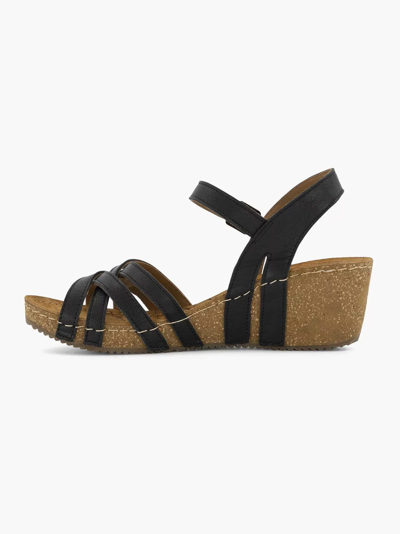 Sandalen|Easy Street Zwarte Leren Sandalen Sleehak