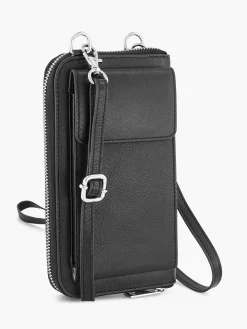 Online Exclusive Accessoires|5th Avenue Zwarte Leren Telefoontas