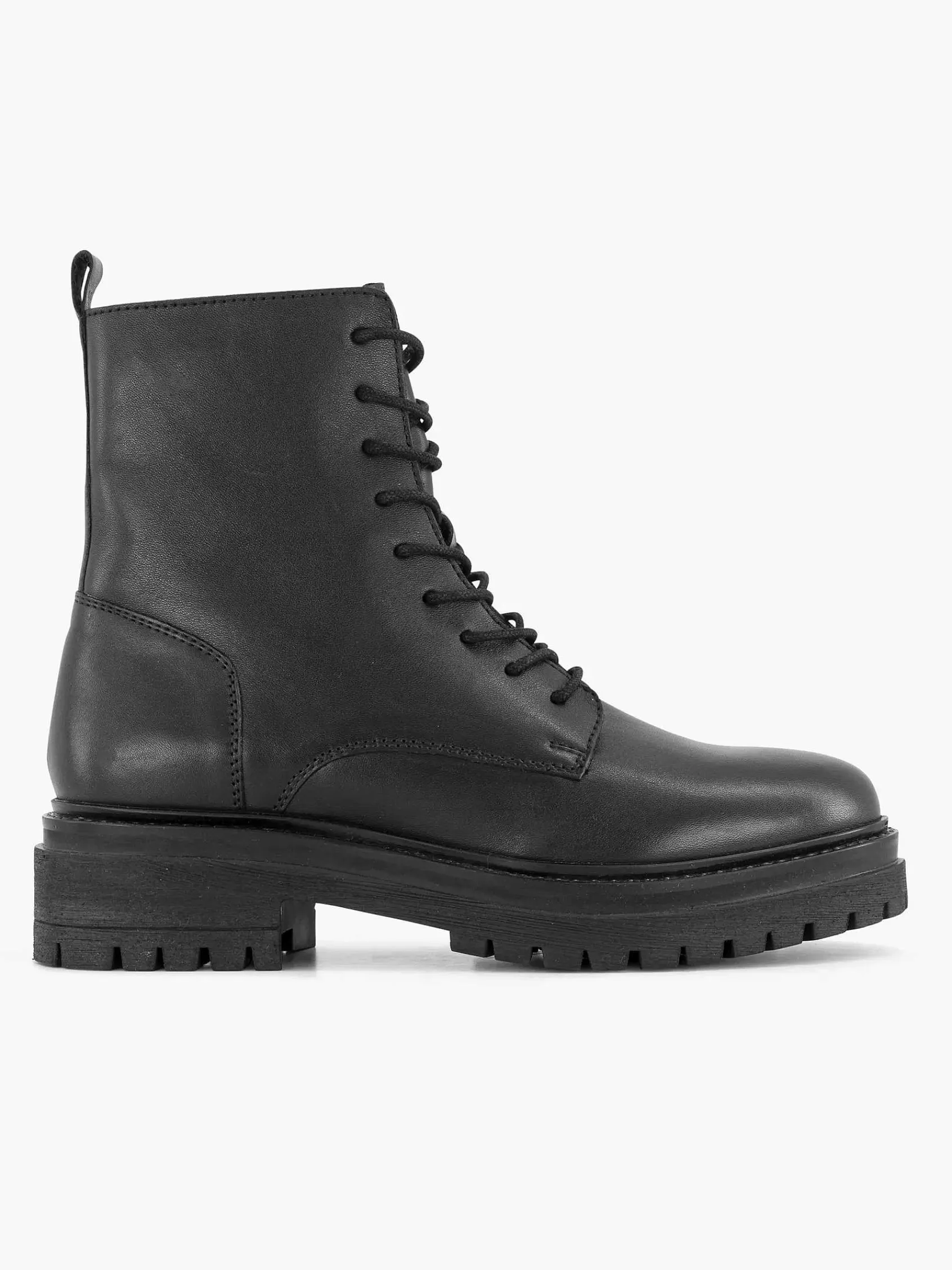 Enkellaarzen & Boots|5th Avenue Zwarte Leren Veterboot