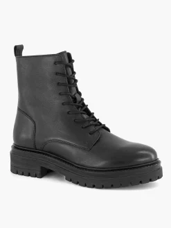 Enkellaarzen & Boots|5th Avenue Zwarte Leren Veterboot