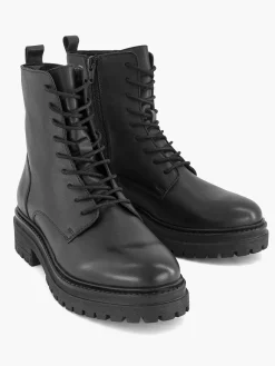 Enkellaarzen & Boots|5th Avenue Zwarte Leren Veterboot