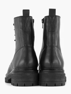 Enkellaarzen & Boots|5th Avenue Zwarte Leren Veterboot