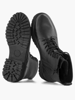 Enkellaarzen & Boots|5th Avenue Zwarte Leren Veterboot