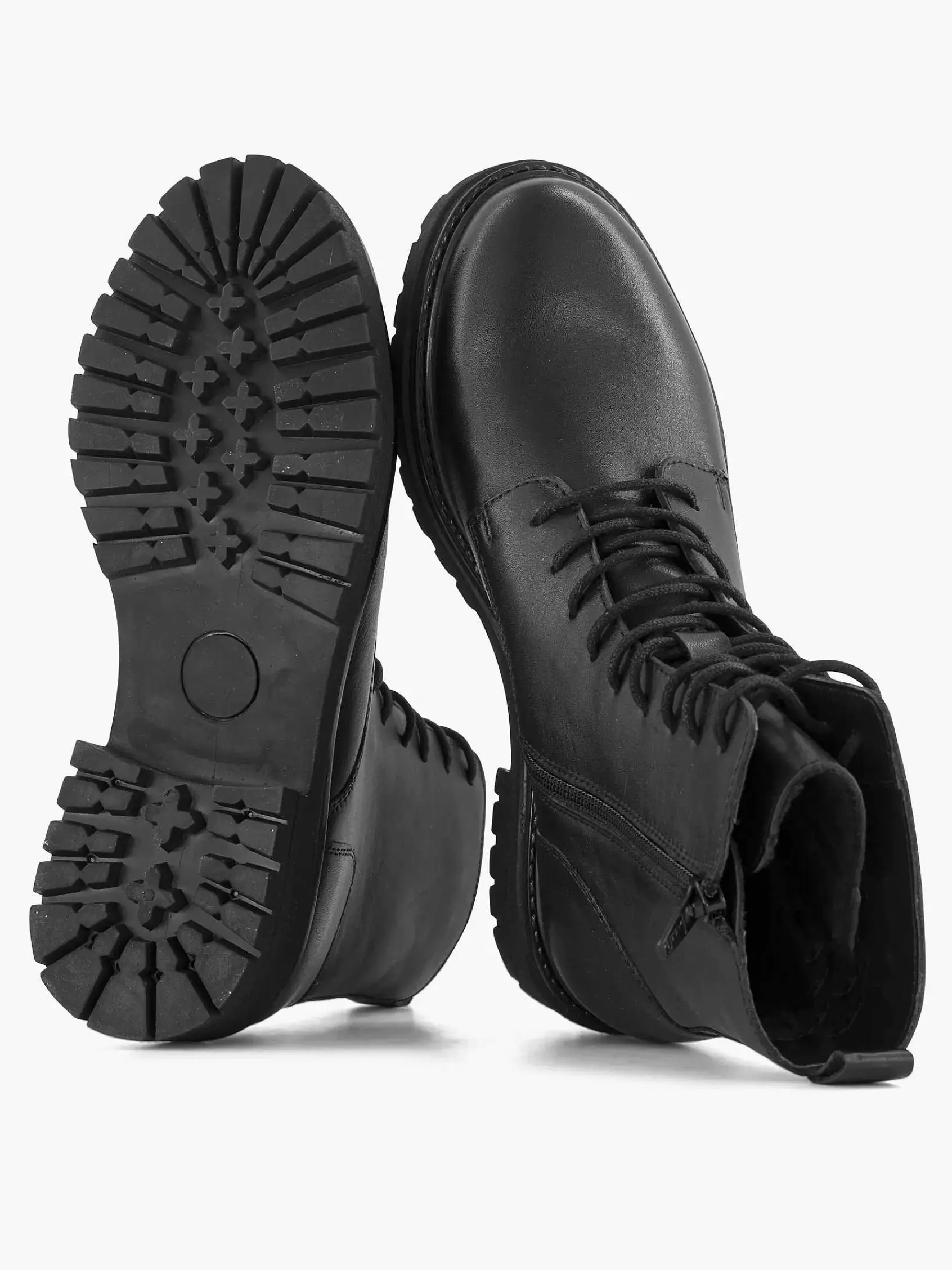 Enkellaarzen & Boots|5th Avenue Zwarte Leren Veterboot