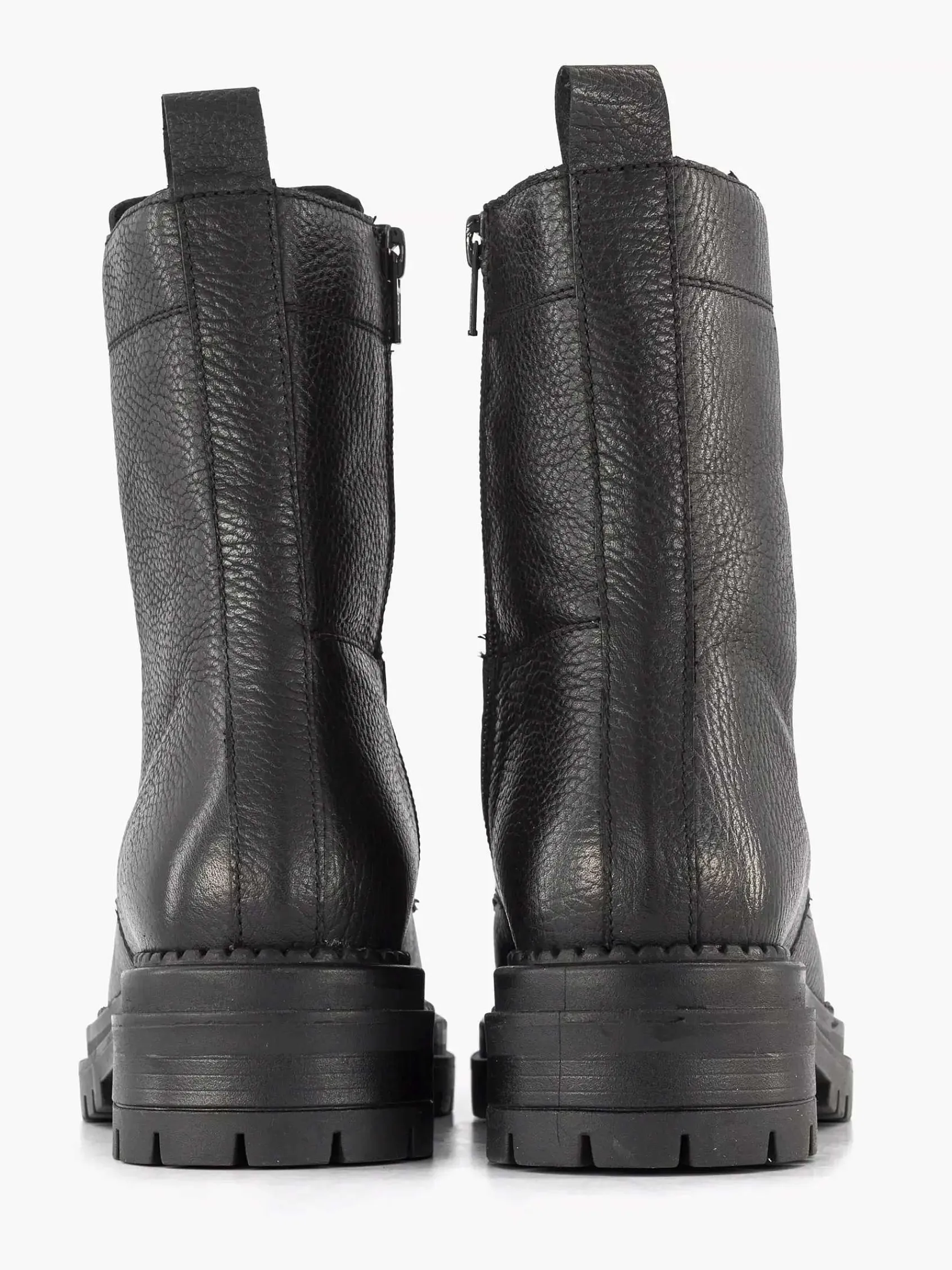 Enkellaarzen & Boots|5th Avenue Zwarte Leren Veterboot