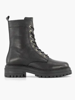 Enkellaarzen & Boots|5th Avenue Zwarte Leren Veterboot