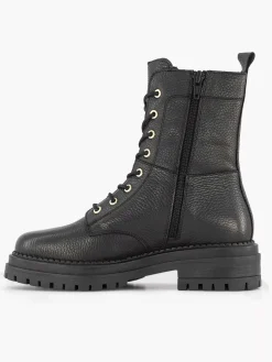 Enkellaarzen & Boots|5th Avenue Zwarte Leren Veterboot
