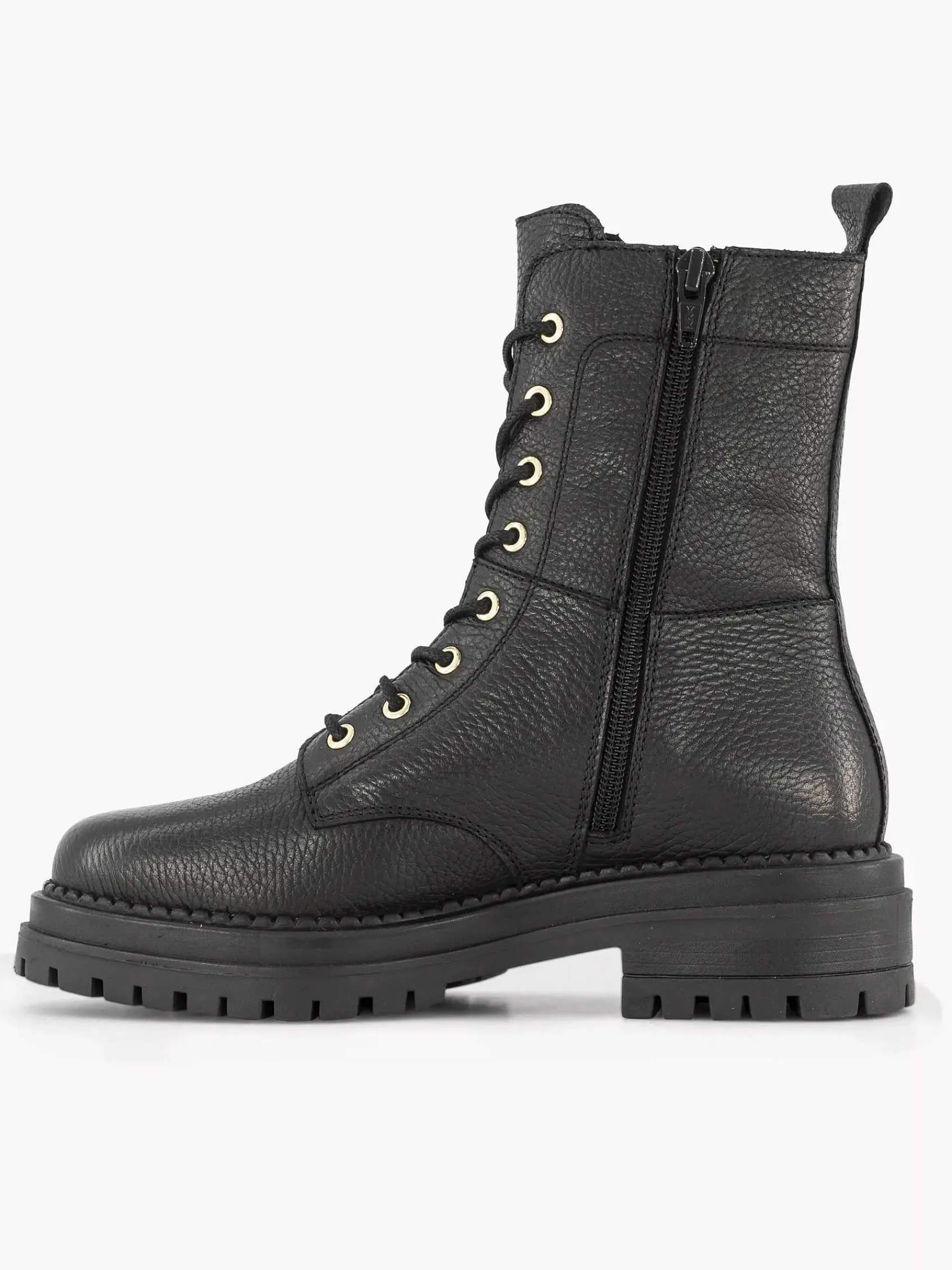 Enkellaarzen & Boots|5th Avenue Zwarte Leren Veterboot