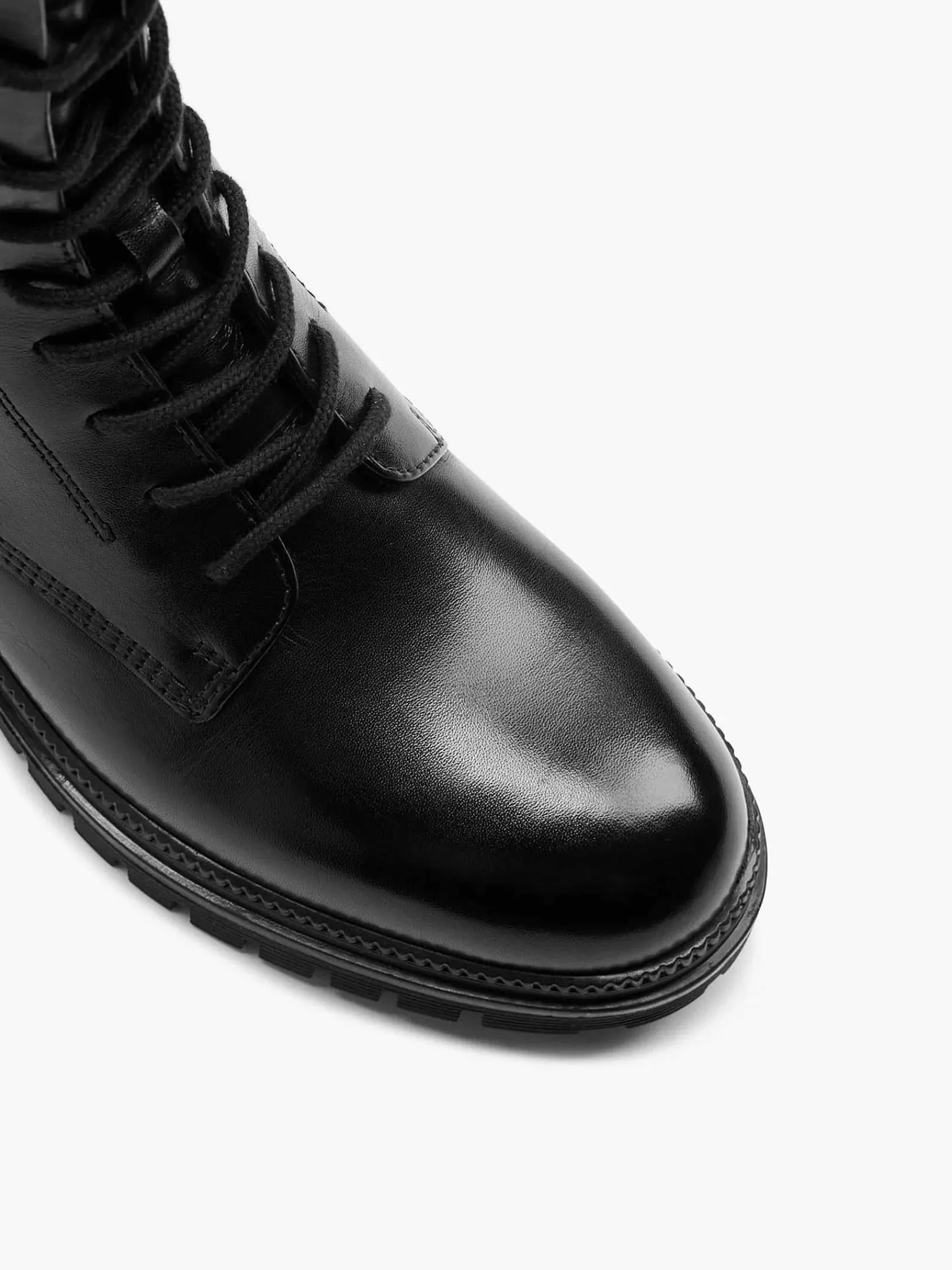 Enkellaarzen & Boots|5th Avenue Zwarte Leren Veterboot