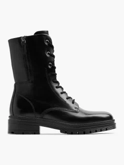 Enkellaarzen & Boots|5th Avenue Zwarte Leren Veterboot