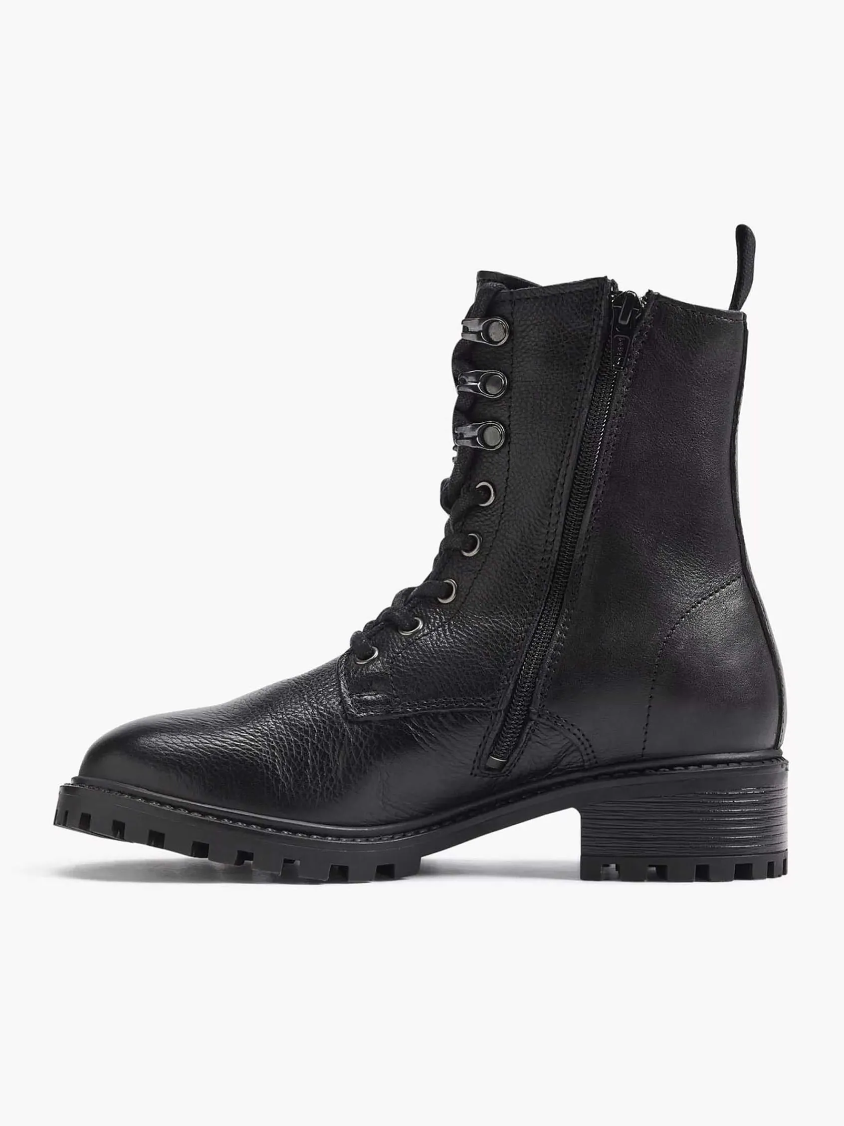 Enkellaarzen & Boots|5th Avenue Zwarte Leren Veterboot