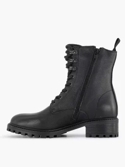 Enkellaarzen & Boots|5th Avenue Zwarte Leren Veterboot