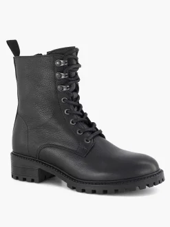 Enkellaarzen & Boots|5th Avenue Zwarte Leren Veterboot