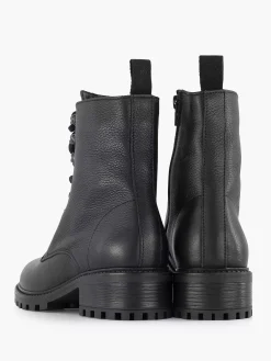 Enkellaarzen & Boots|5th Avenue Zwarte Leren Veterboot