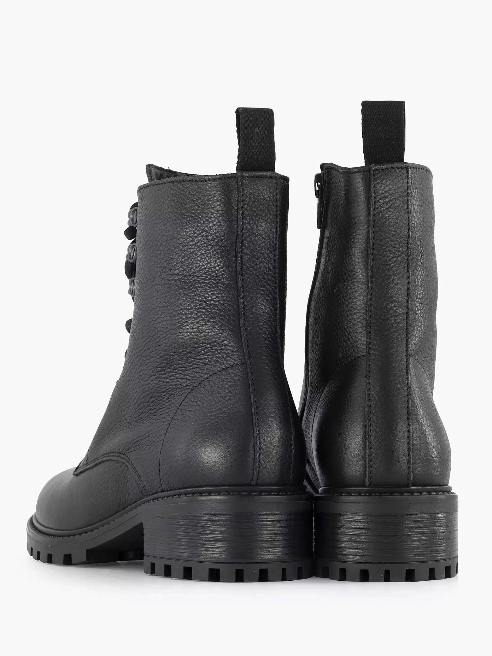 Enkellaarzen & Boots|5th Avenue Zwarte Leren Veterboot