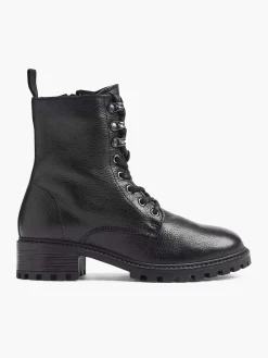 Enkellaarzen & Boots|5th Avenue Zwarte Leren Veterboot