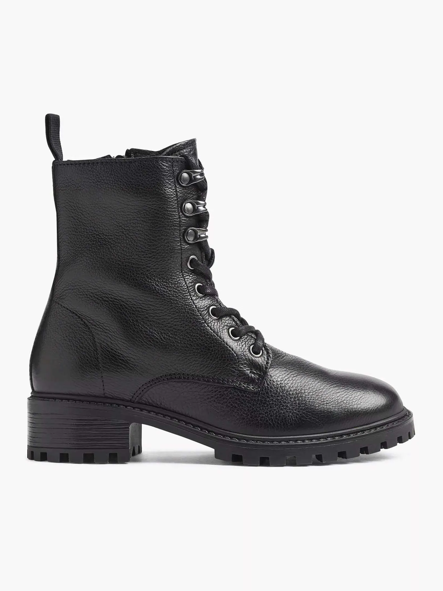 Enkellaarzen & Boots|5th Avenue Zwarte Leren Veterboot