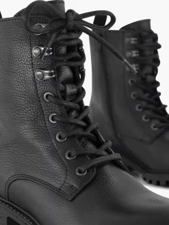 Enkellaarzen & Boots|5th Avenue Zwarte Leren Veterboot