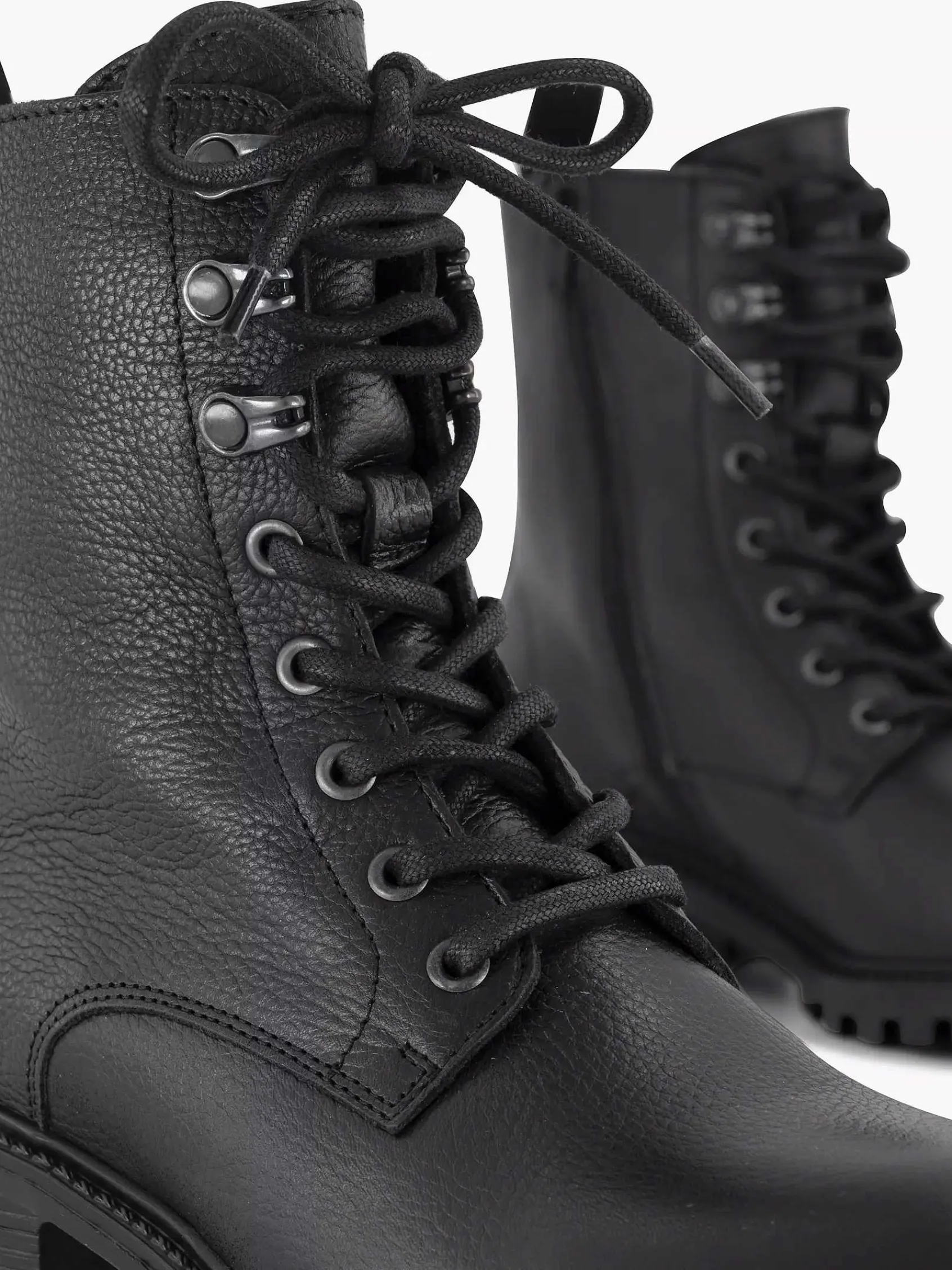 Enkellaarzen & Boots|5th Avenue Zwarte Leren Veterboot