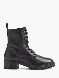 Enkellaarzen & Boots|5th Avenue Zwarte Leren Veterboot