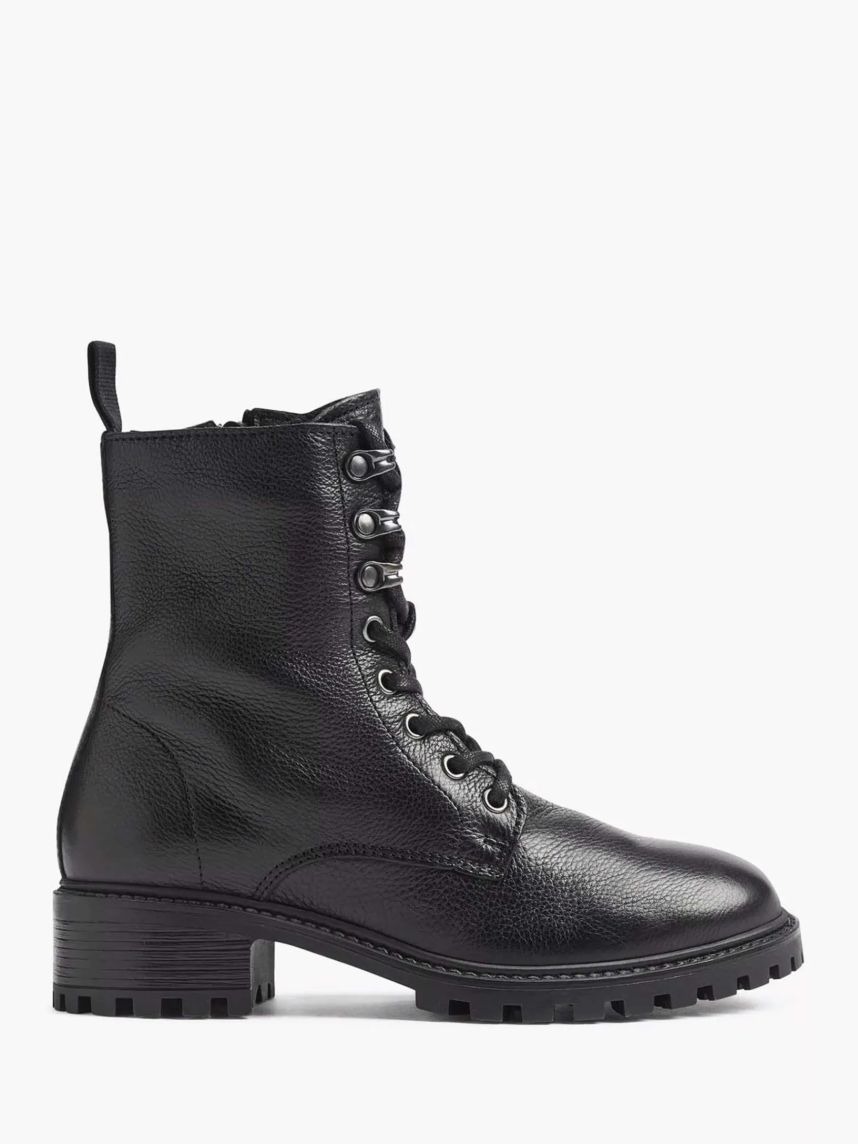 Enkellaarzen & Boots|5th Avenue Zwarte Leren Veterboot