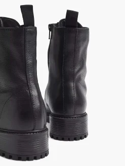 Enkellaarzen & Boots|5th Avenue Zwarte Leren Veterboot