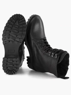 Enkellaarzen & Boots|5th Avenue Zwarte Leren Veterboot