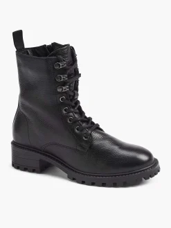 Enkellaarzen & Boots|5th Avenue Zwarte Leren Veterboot
