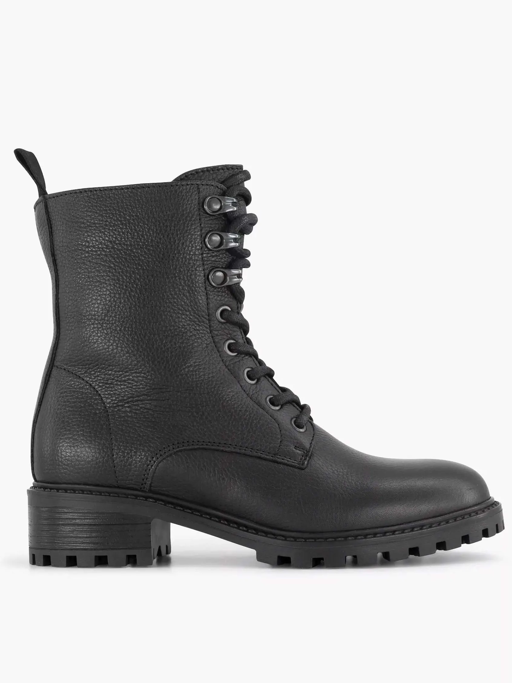 Enkellaarzen & Boots|5th Avenue Zwarte Leren Veterboot