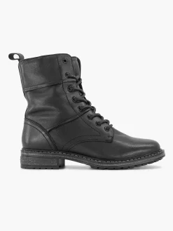 Enkellaarzen & Boots|5th Avenue Zwarte Leren Veterboot