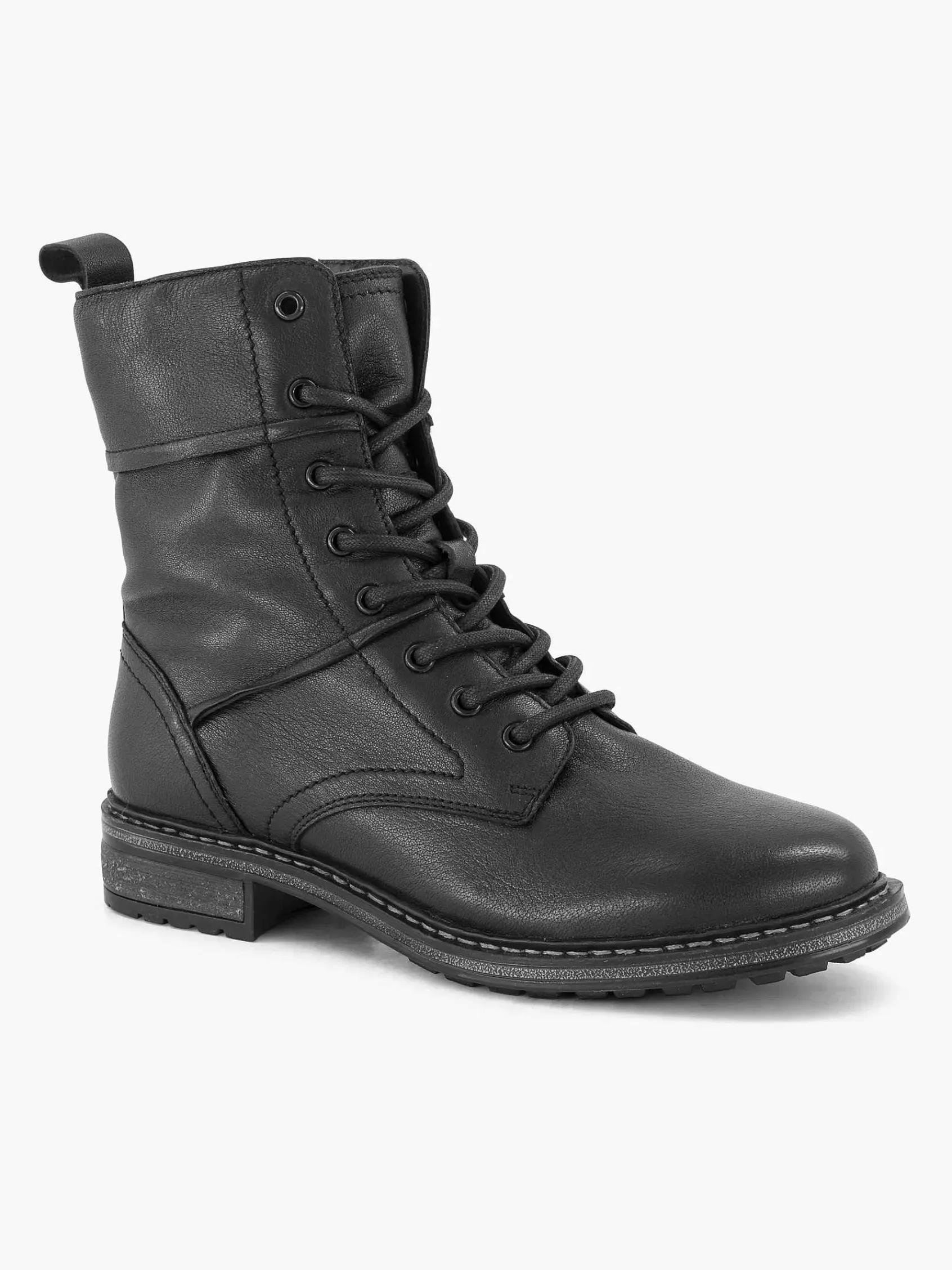 Enkellaarzen & Boots|5th Avenue Zwarte Leren Veterboot
