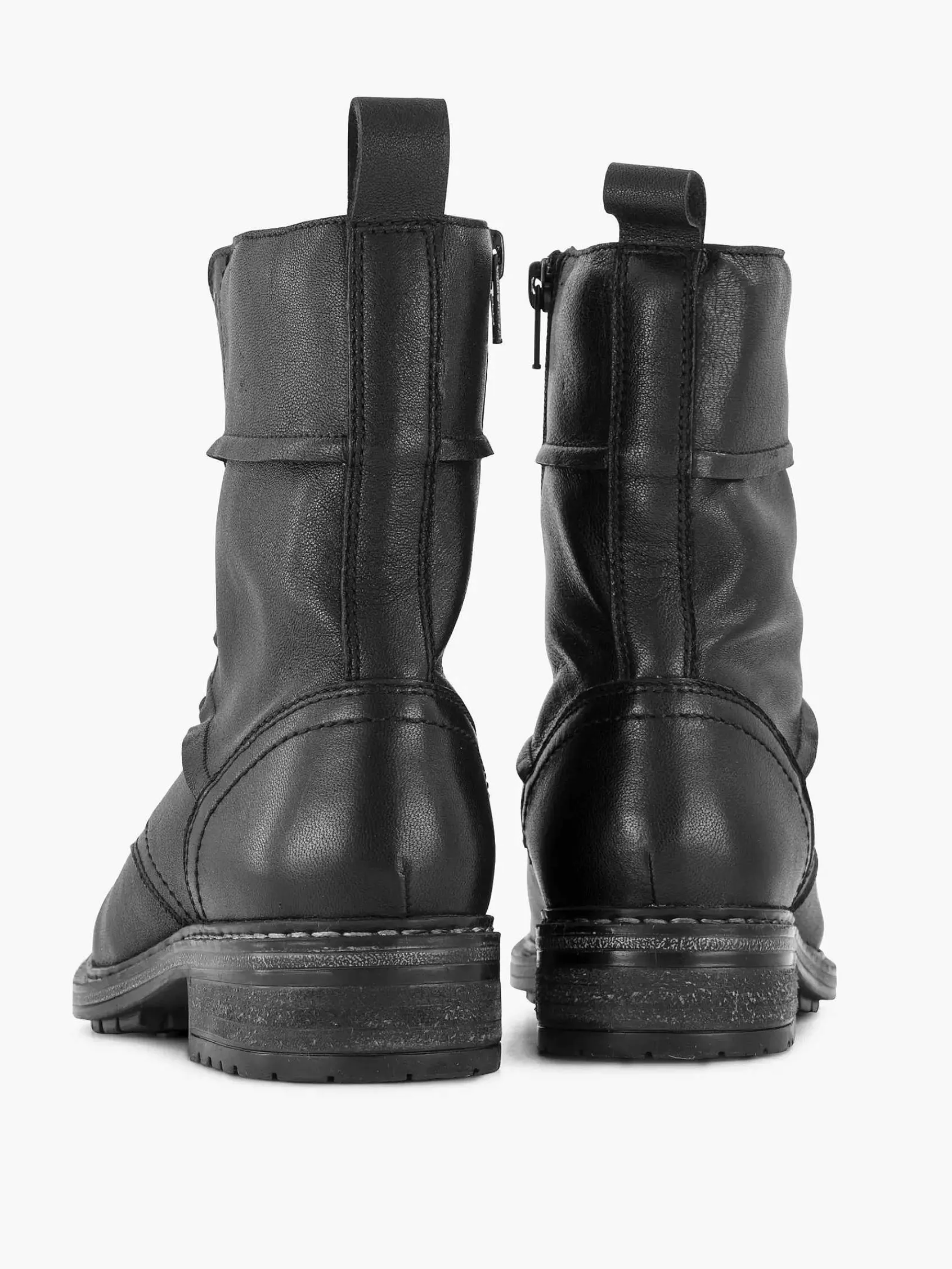 Enkellaarzen & Boots|5th Avenue Zwarte Leren Veterboot