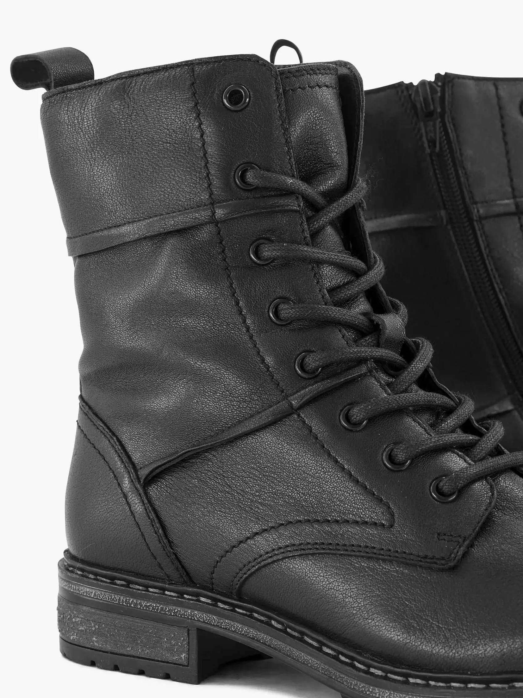 Enkellaarzen & Boots|5th Avenue Zwarte Leren Veterboot