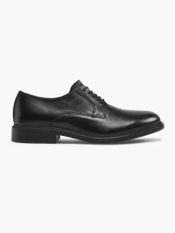 Geklede Schoenen|AM SHOE Zwarte Leren Veterschoen