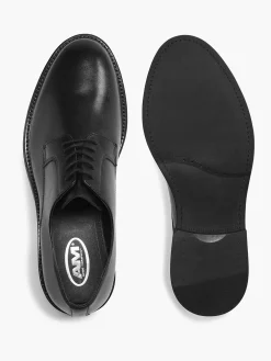 Geklede Schoenen|AM SHOE Zwarte Leren Veterschoen