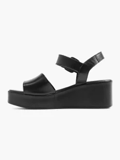 Sandalen|5th Avenue Zwarte Platform Leren Sandaal