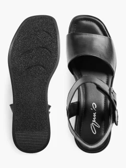 Sandalen|5th Avenue Zwarte Platform Leren Sandaal