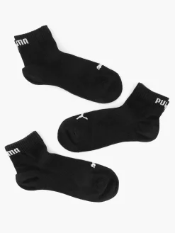 Sokken|Puma Zwarte Quarter Plain 3 Pak 35-38