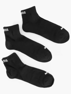 Sokken|Puma Zwarte Quarter Plain 3 Pak 43-46