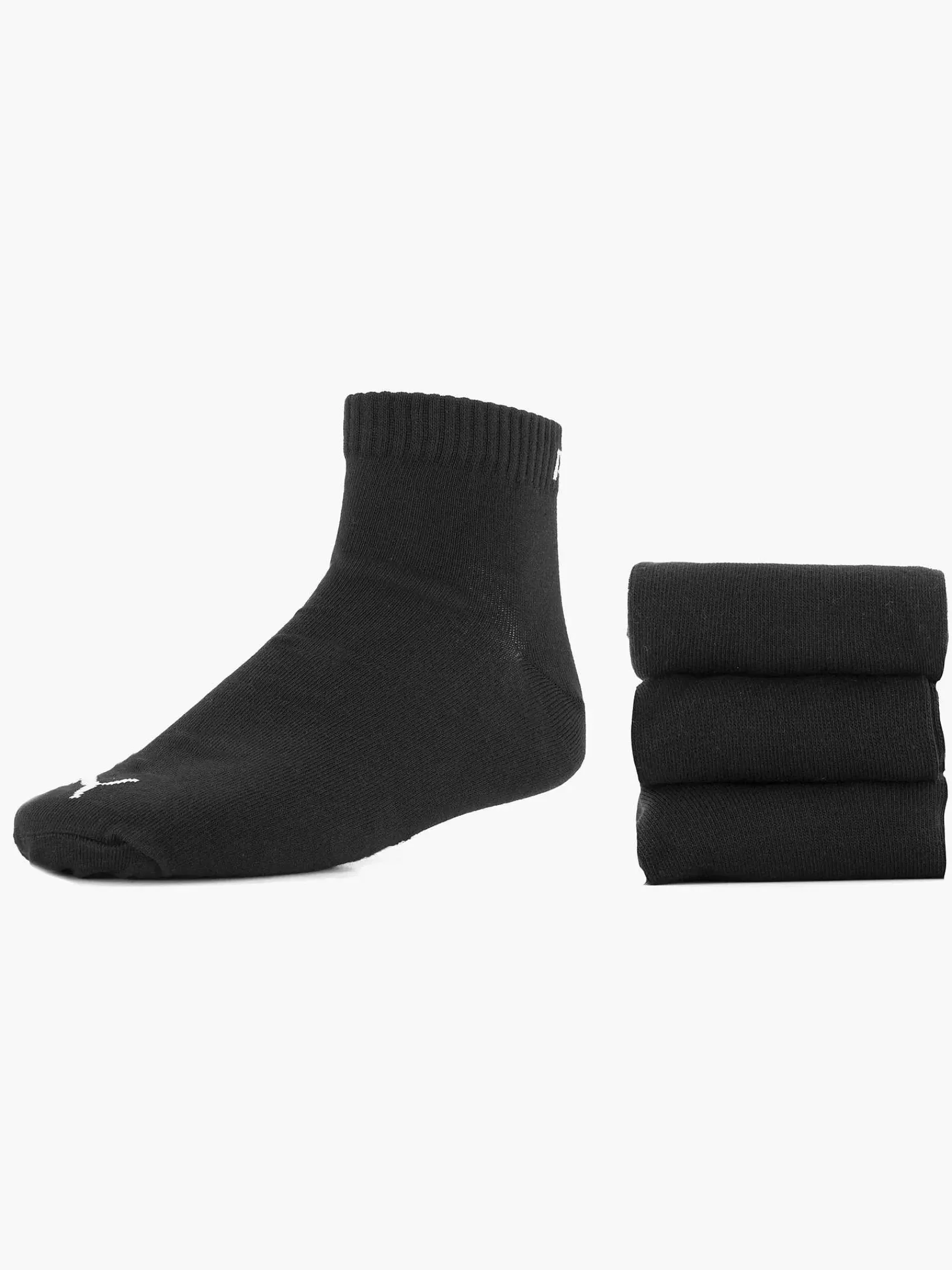 Sokken|Puma Zwarte Quarter Plain 3 Pak 43-46