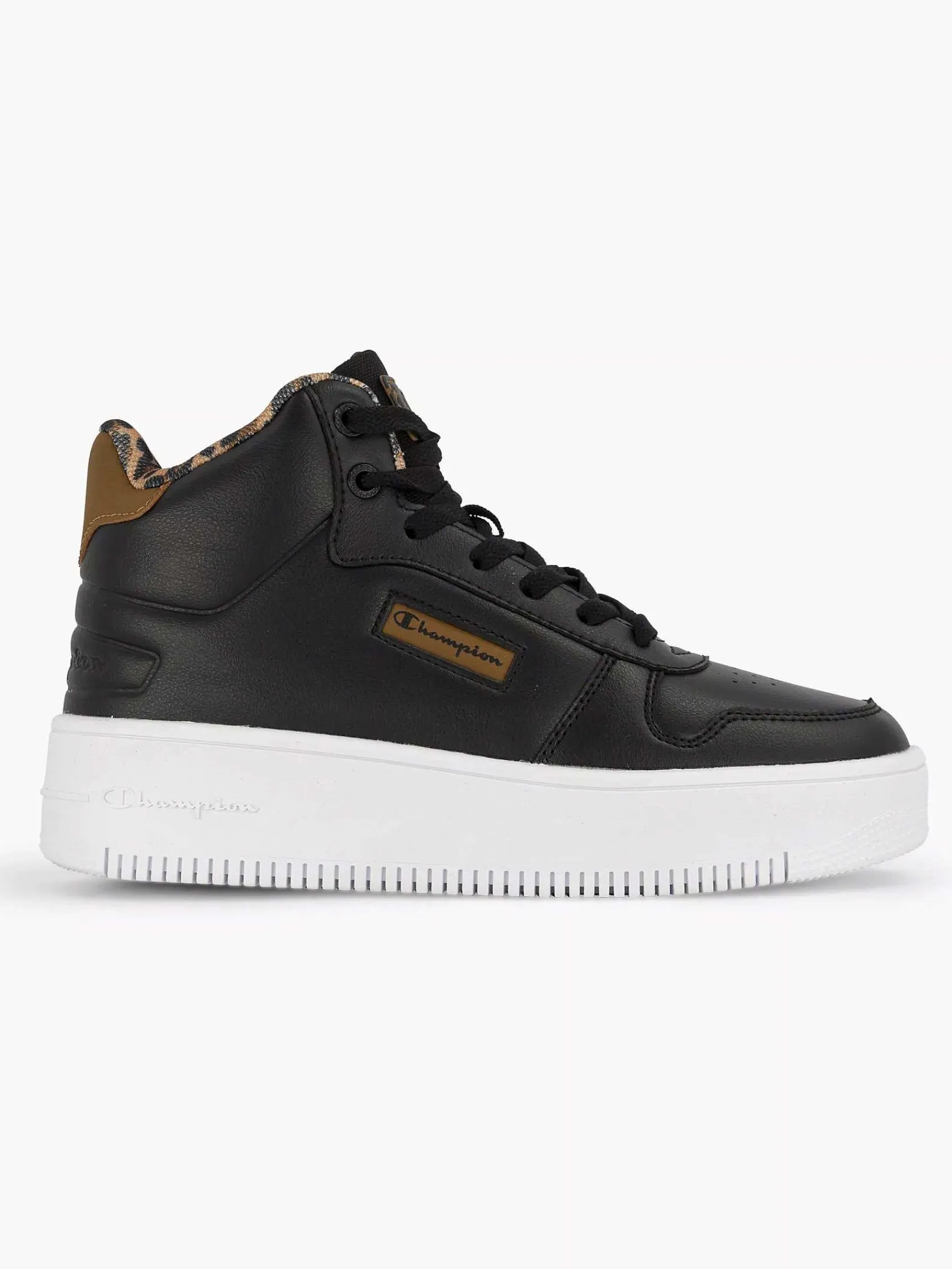 Sneakers|Champion Zwarte Rebound Platform Mid Animalier