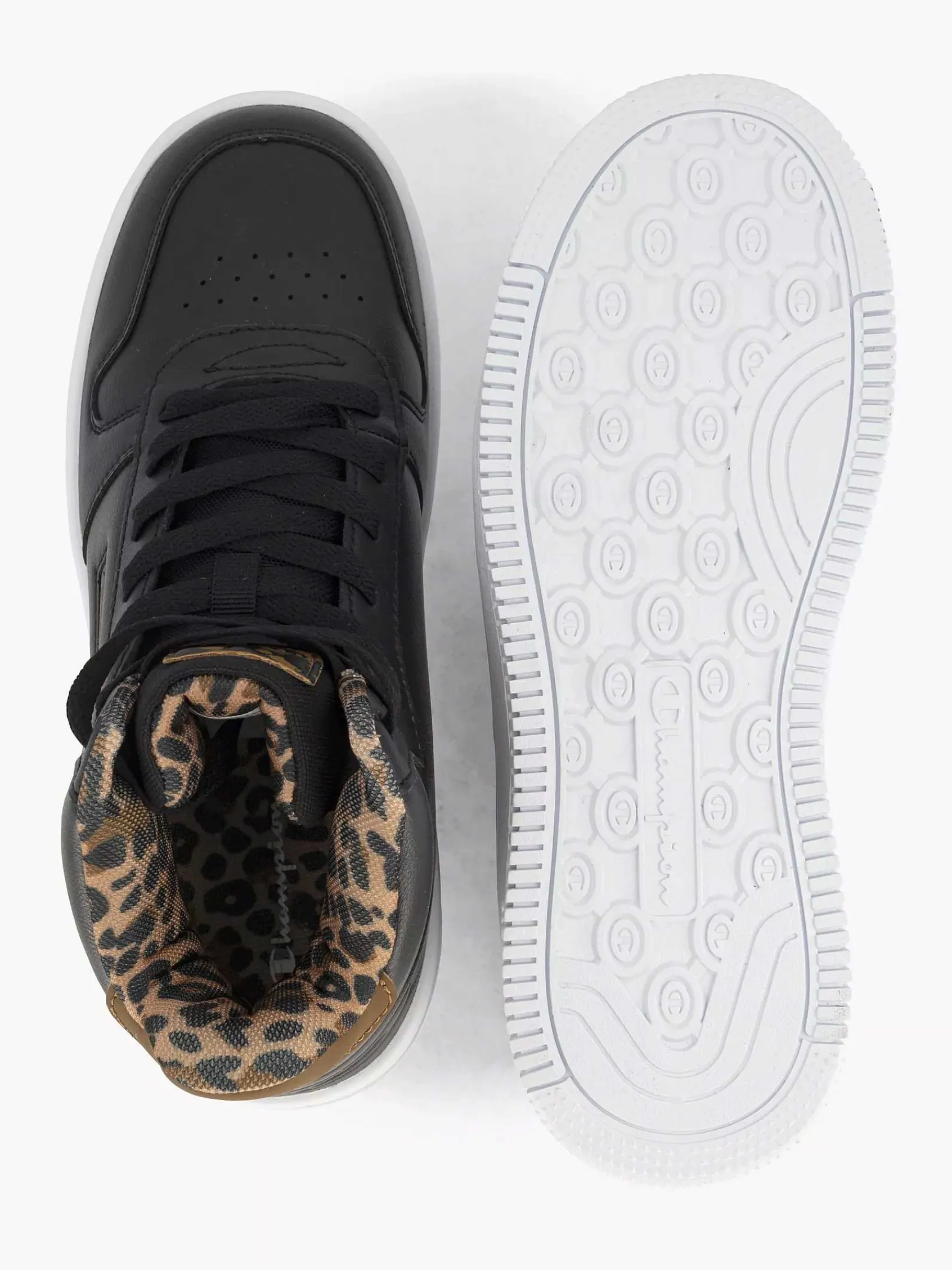 Sneakers|Champion Zwarte Rebound Platform Mid Animalier