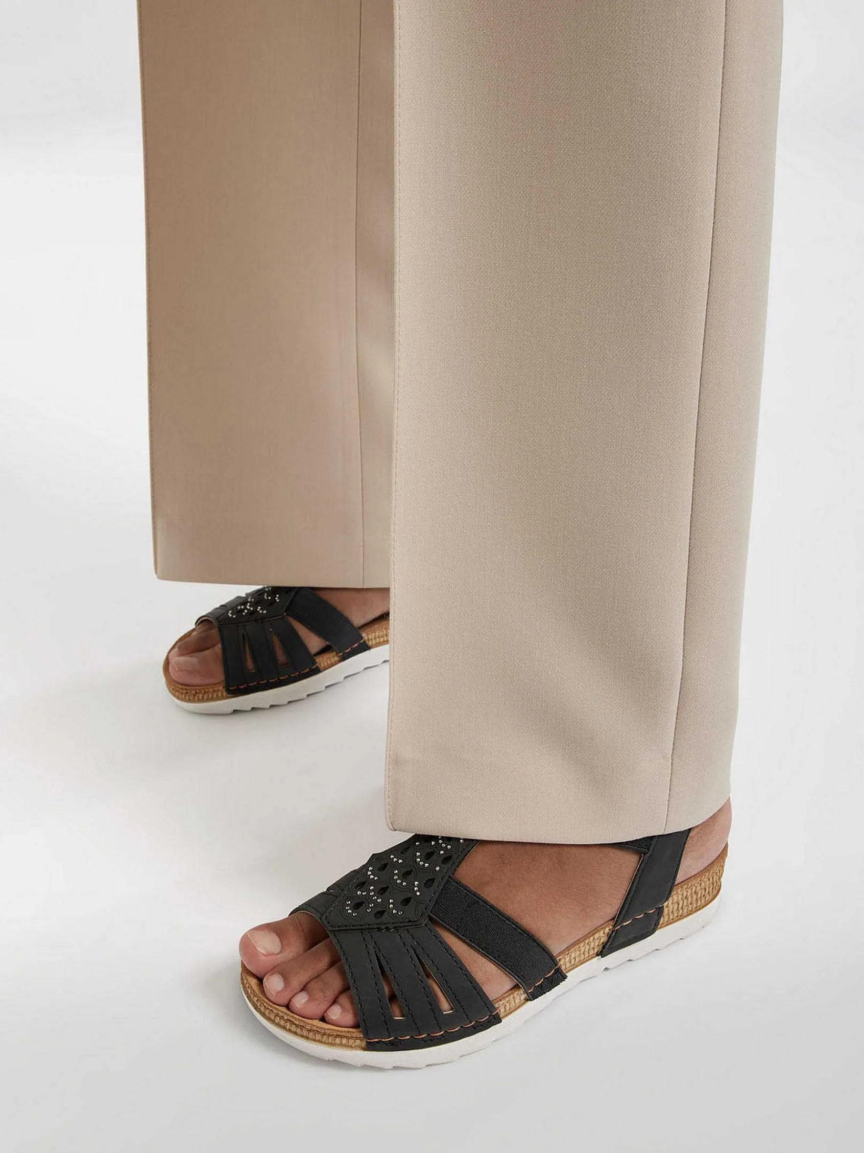 Comfort Schoenen|Easy Street Zwarte Sandaal